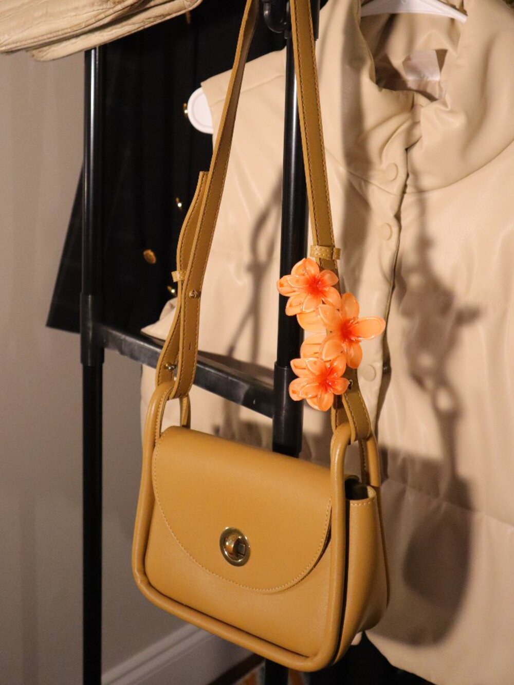 Brown Crossbody Sling Bag (Miniso) + Free Floral Hair Claw!